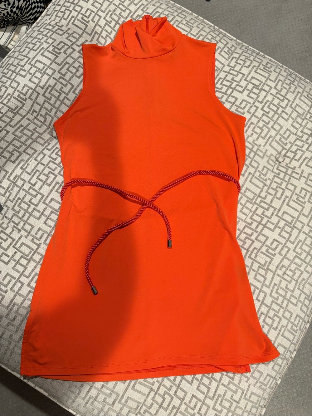 Ralph Lauren Bright Red Orange Sleeveless Turtleneck Tank